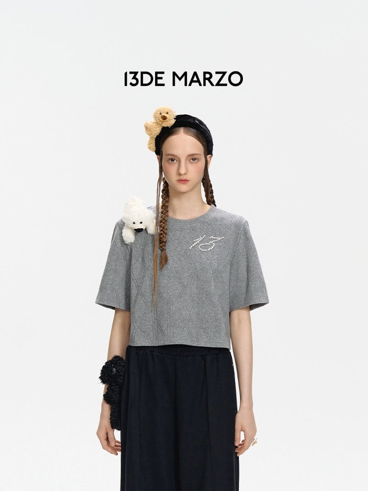 13DE MARZO Doozoo Towel Pearl T-Shirt Gray