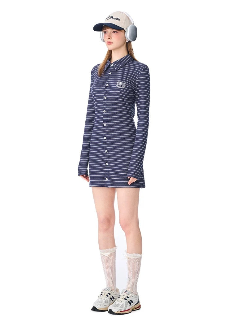 Andrea Martin Casual Preppy Striped Knit Dress