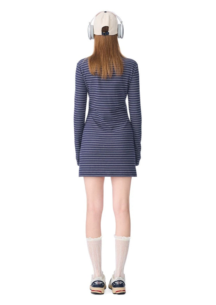 Andrea Martin Casual Preppy Striped Knit Dress