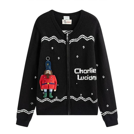 Charlie Luciano x Nutcracker Logo Doll Cardigan Black