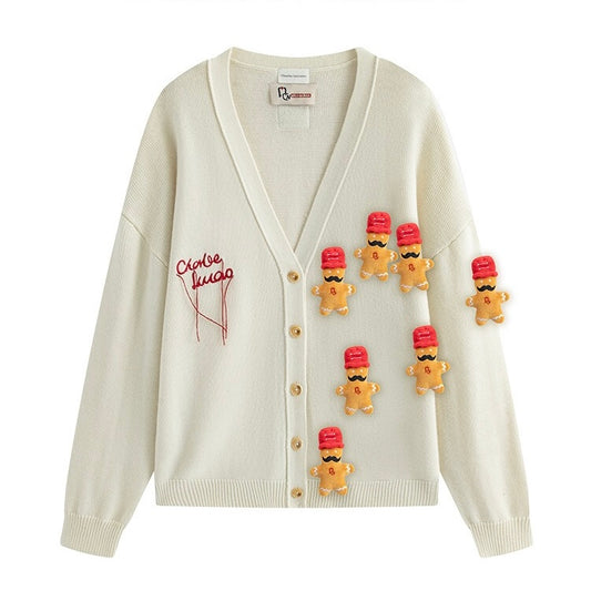 Charlie Luciano x Nutcracker The Gingerbread Man Cardigan White