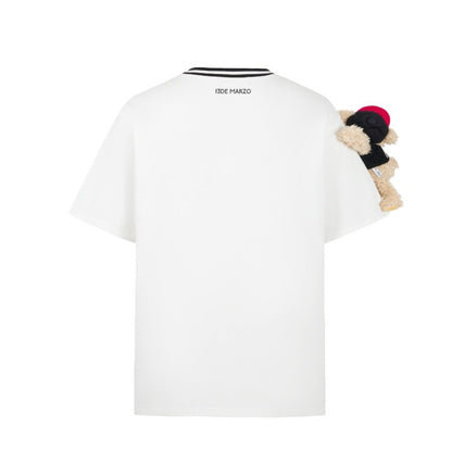 13DE MARZO Badge Knit Neck T-shirt White