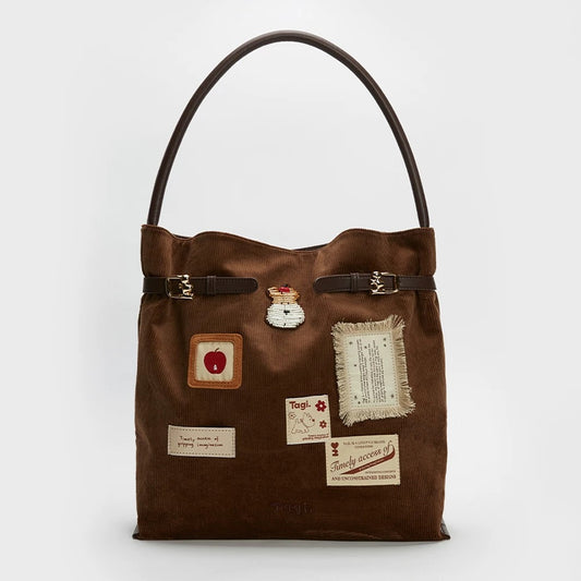 Tagi. Suede Wheat Field Corduroy Hobo Bag