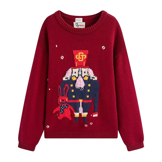 Charlie Luciano x Nutcracker Jacquard Crewneck Sweater Red