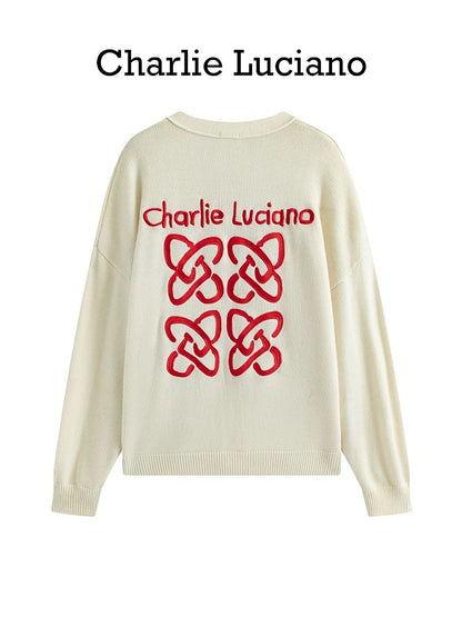 Charlie Luciano x Nutcracker Logo Back Cardigan White