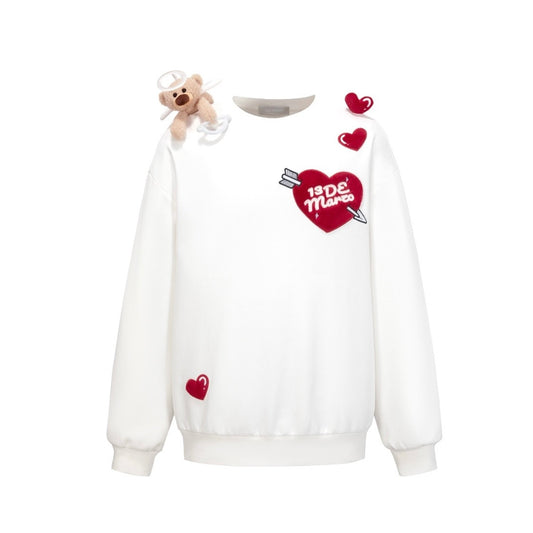 13DE MARZO Doozoo Cupid Heart Sweater White