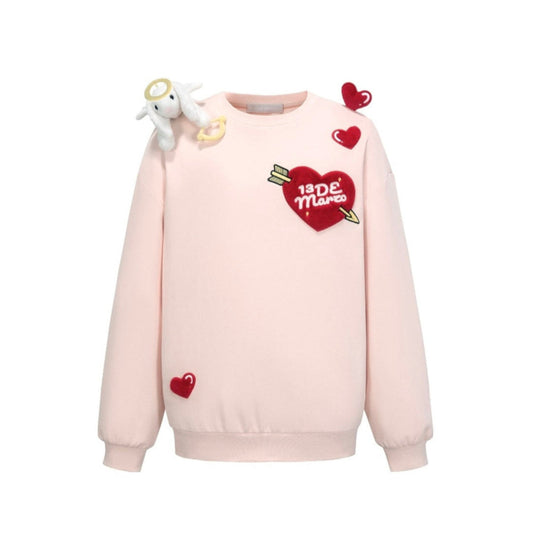 13DE MARZO Doozoo Cupid Heart Sweater Pink