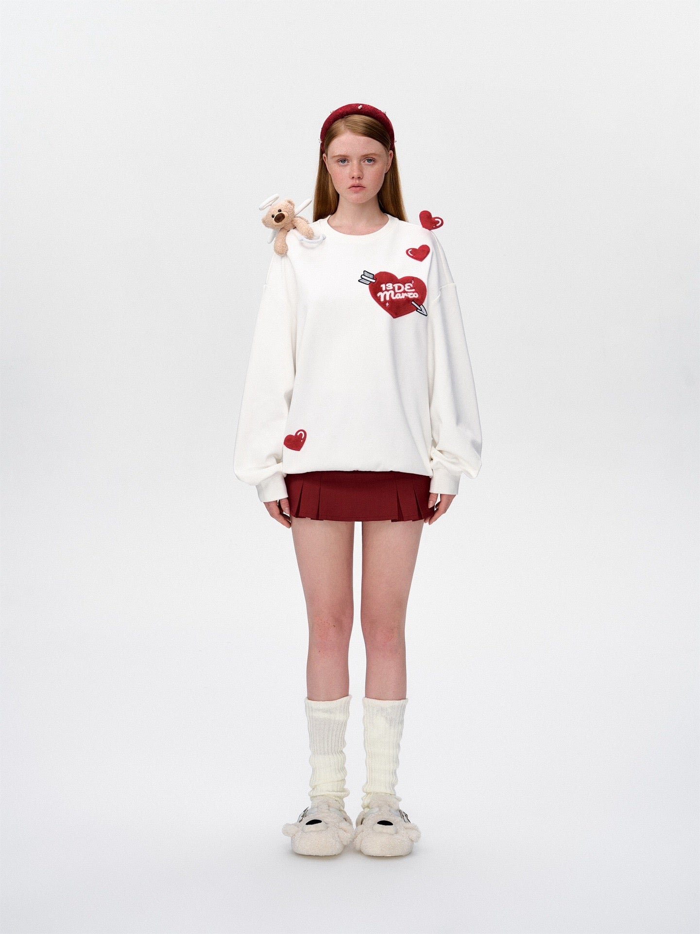 13DE MARZO Doozoo Cupid Heart Sweater White