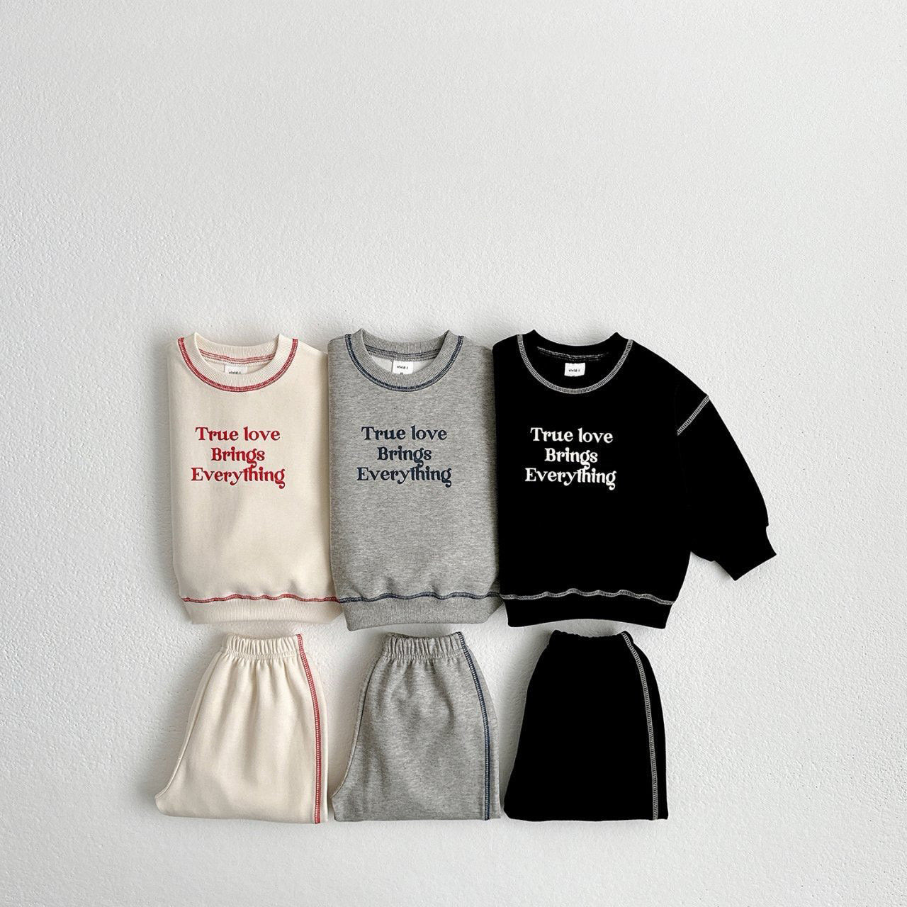 ZMBG Letter Embroidered Sweatshirt + Sweatpants Two-Piece Set