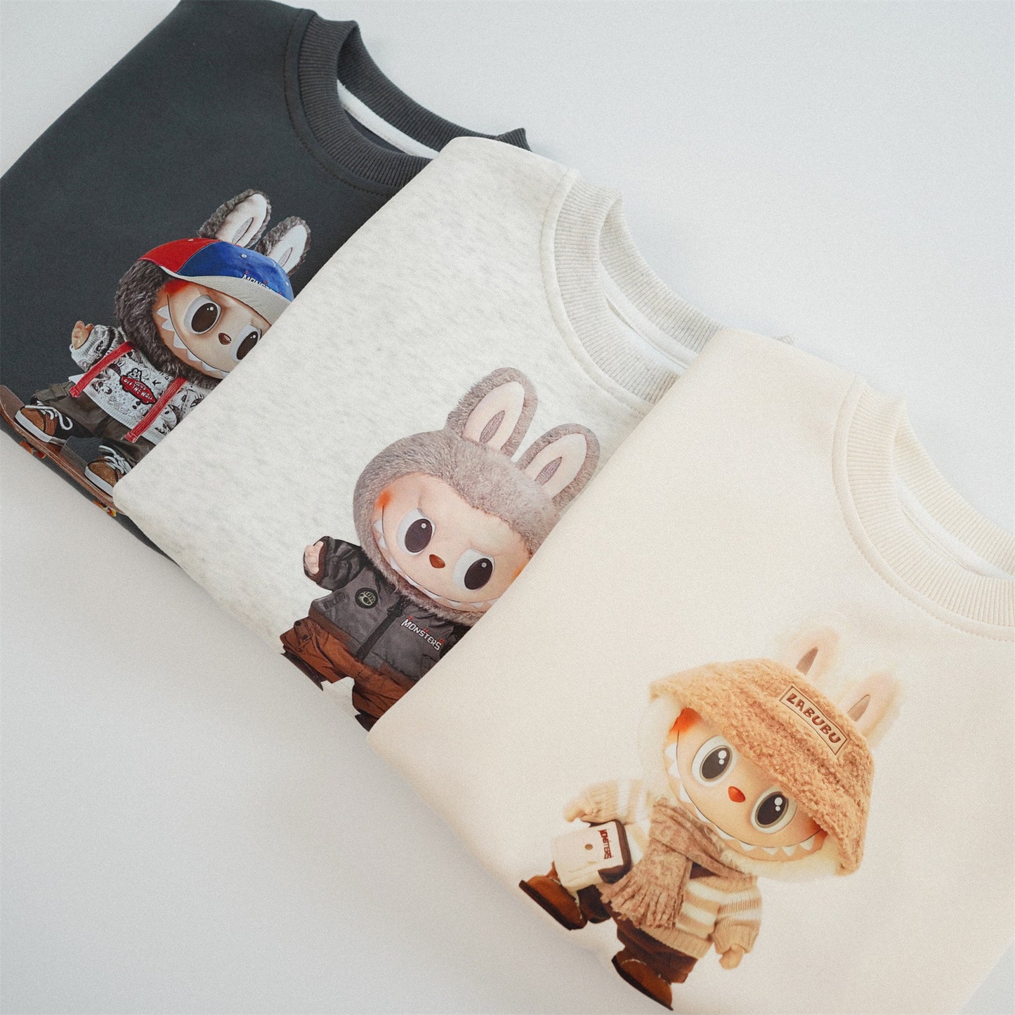 ZMBG Labubukids Cute Printed Cartoon Crew Neck Sweater