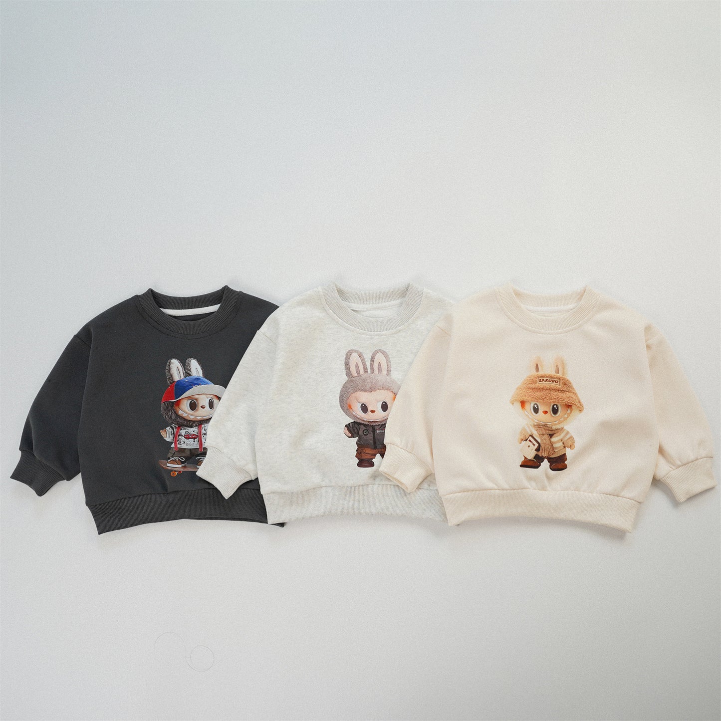 ZMBG Labubukids Cute Printed Cartoon Crew Neck Sweater