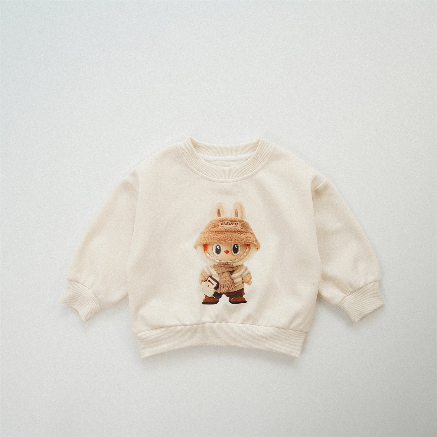 ZMBG Labubukids Cute Printed Cartoon Crew Neck Sweater