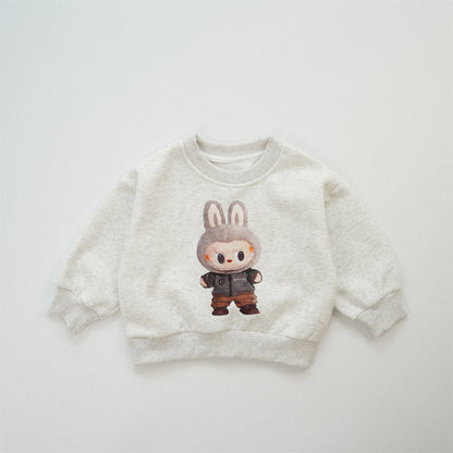 ZMBG Labubukids Cute Printed Cartoon Crew Neck Sweater