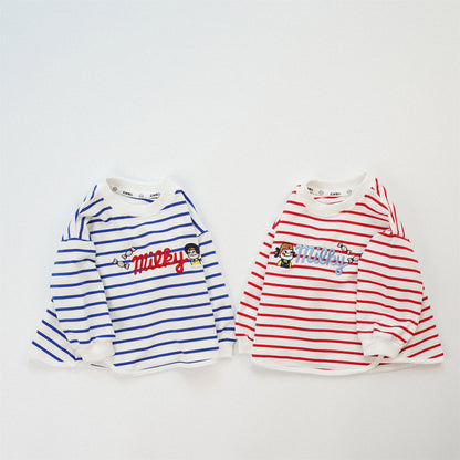 ZMBG Striped Cute Cartoon Cotton Sweater