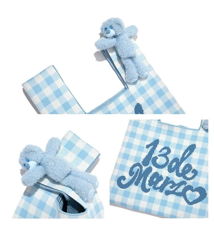 13DE MARZO Bear Picnic Bag Blue