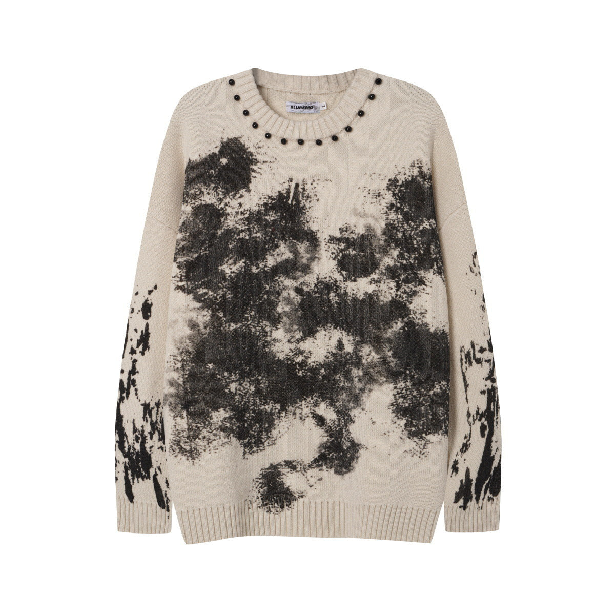 BLUREMO Street Style Contrast Color Beading Knitted Sweater