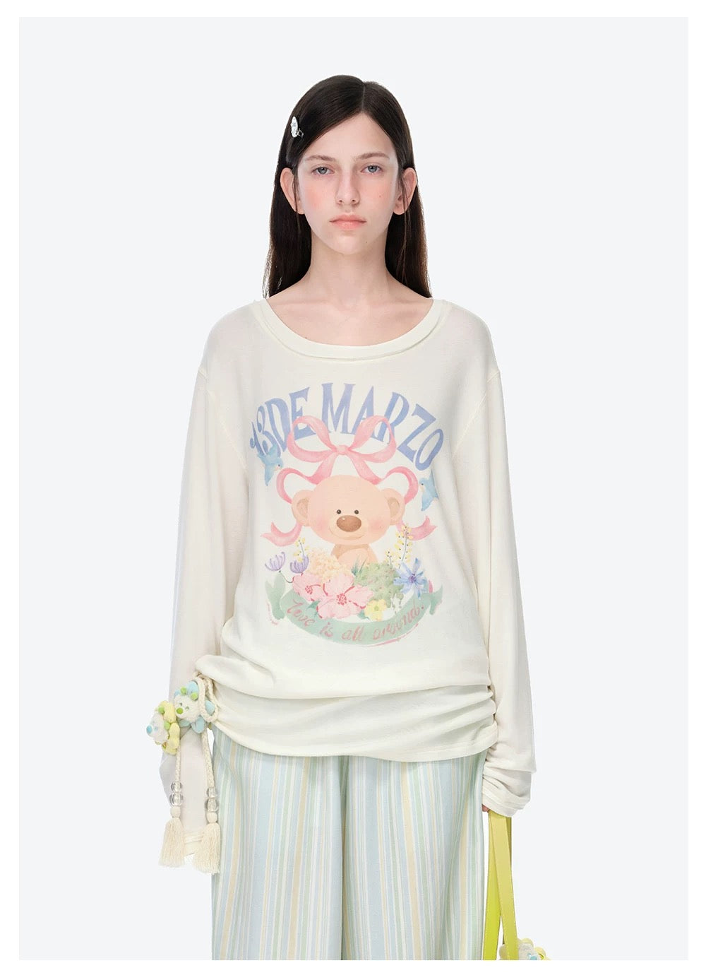 13DE MARZO Floral Bear Tee White