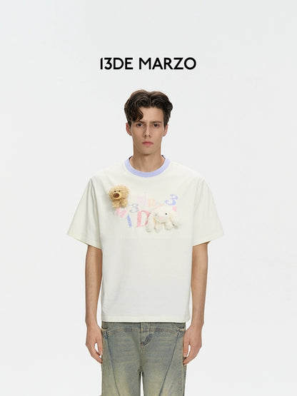 13DE MARZO Doozoo Crayon Logo T-shirt Beige