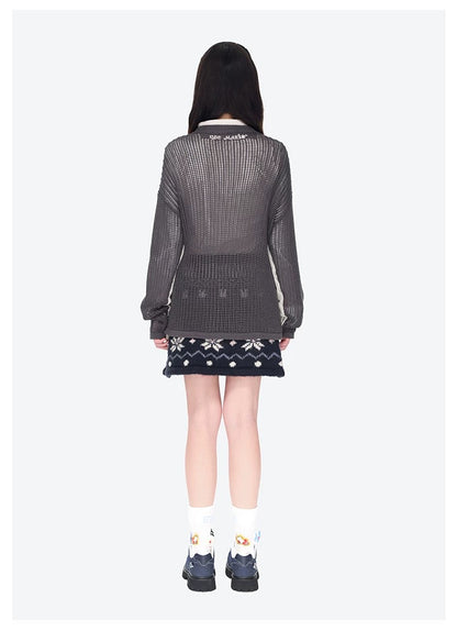 13DE MARZO Rebel Clown Bear Hollow Sweater White