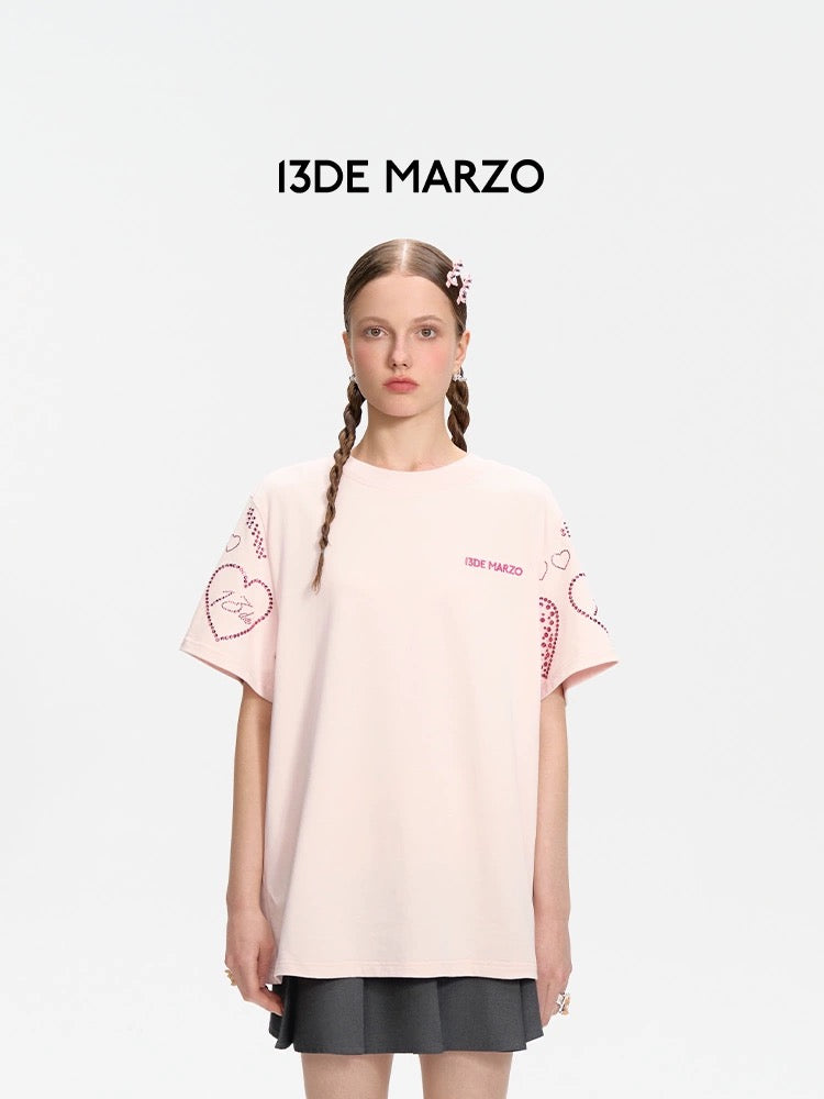 13DE MARZO Doozoo Speaker Heart T-shirt Pink