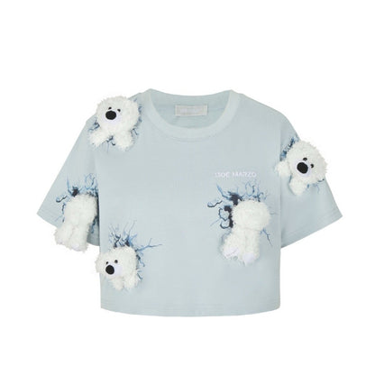 13DE MARZO Bear Ice Cube T-shirt Blue