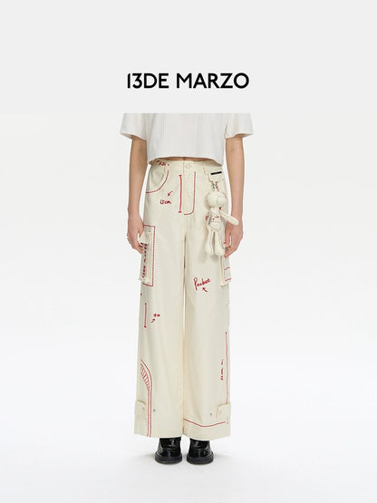 13DE MARZO Sketch Line Trousers White