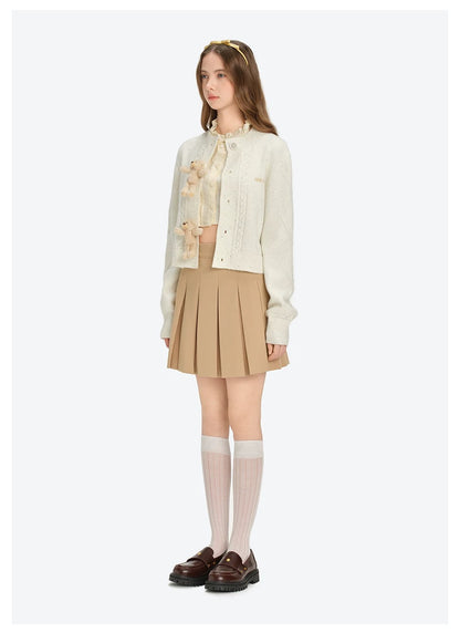 13DE MARZO Sequin Knit Cardigan White