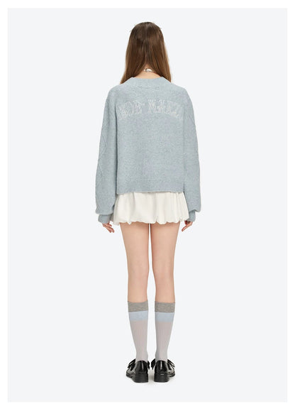 13DE MARZO Sequin Knit Cardigan Blue