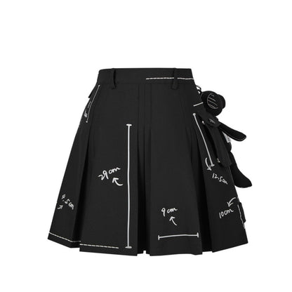 13DE MARZO Sketch Line Skirt Black