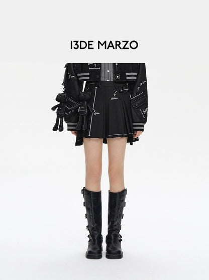 13DE MARZO Sketch Line Skirt Black