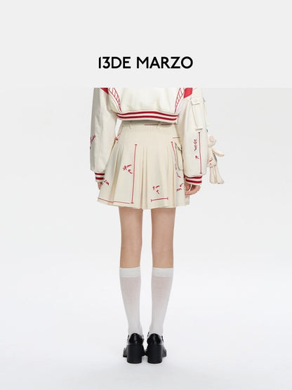 13DE MARZO Sketch Line Skirt White