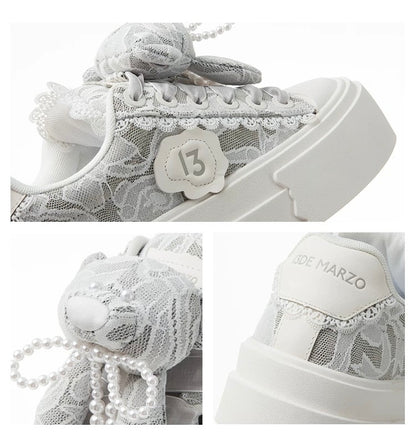 13DE MARZO Bear Lacy Badge Sneakers Grey