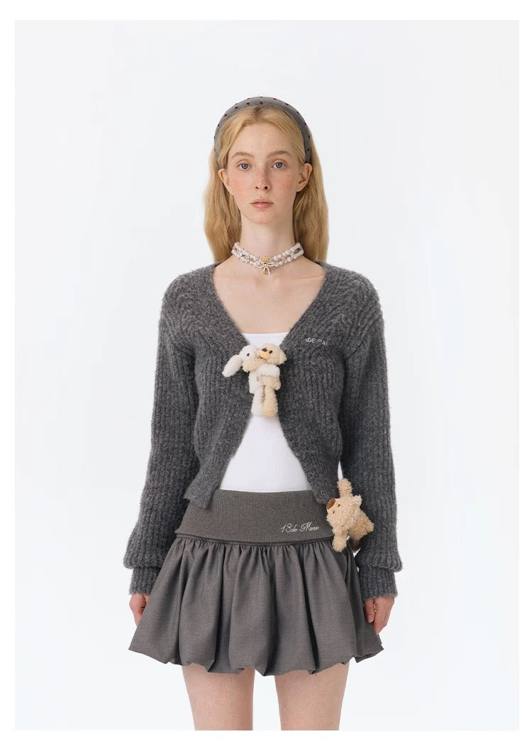 13DE MARZO Doozoo Cuddle Button Cardigan Dark Grey