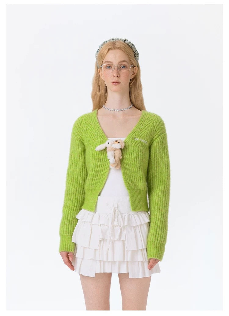 13DE MARZO Doozoo Cuddle Button Cardigan Green