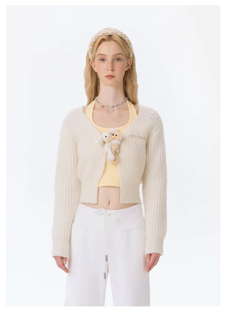 13DE MARZO Doozoo Cuddle Button Cardigan Beige