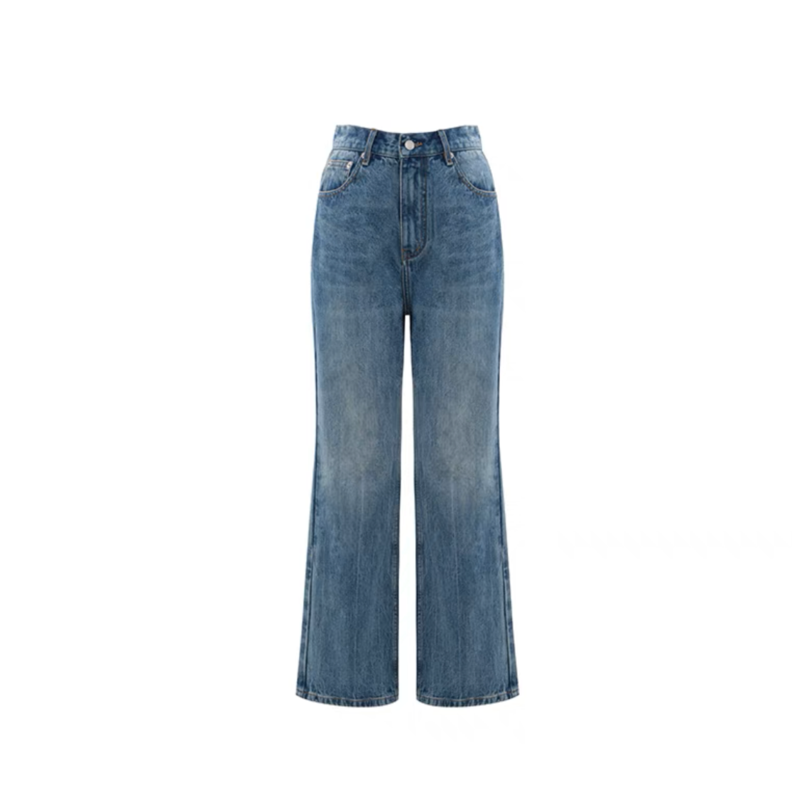 Concise-White Versatile Washed Wide-Leg Jeans