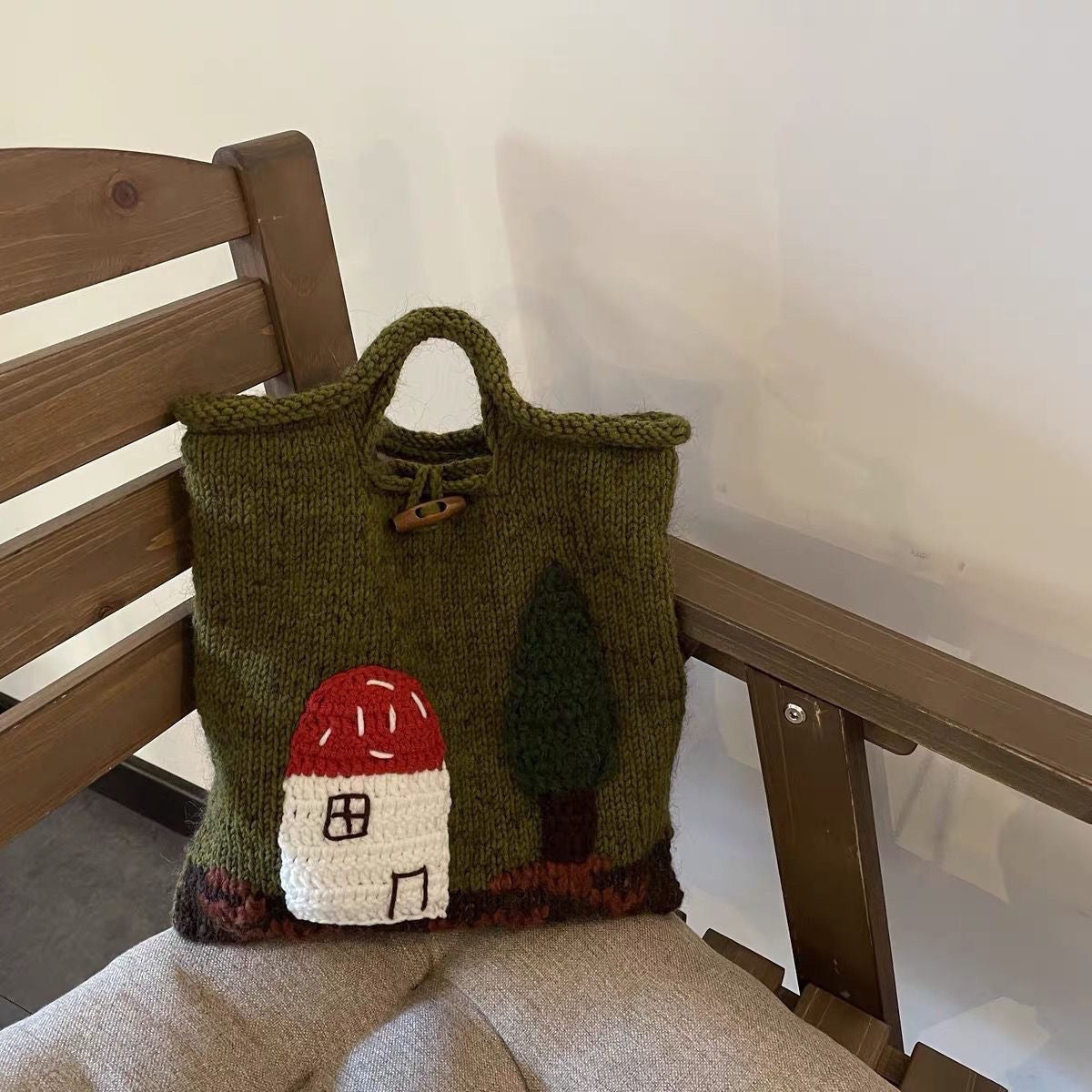 ✦FX✦ OneBlueNook Mushroom House in Forest Knit Tote Bag