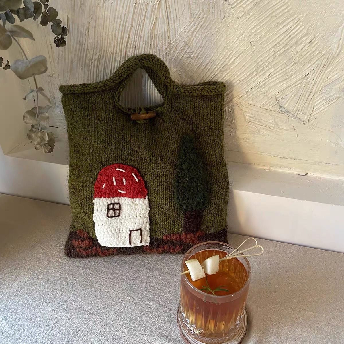 ✦FX✦ OneBlueNook Mushroom House in Forest Knit Tote Bag