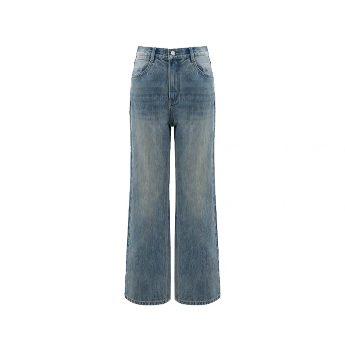 washed straight-leg jeans
