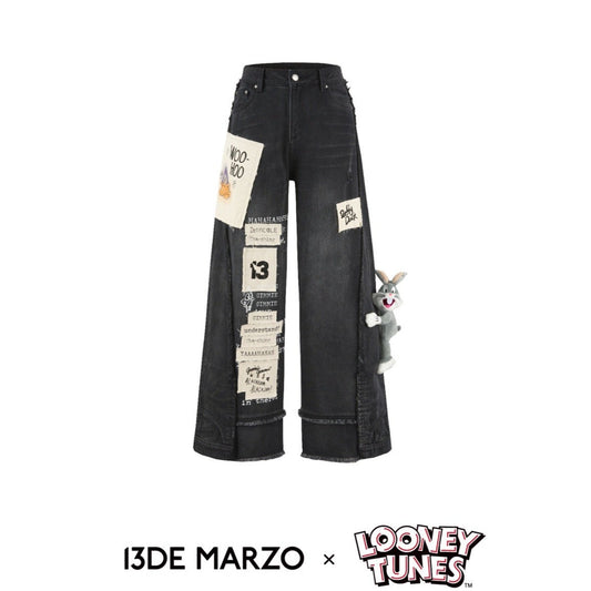 13DE MARZO x LOONEY TUNES Bugs Bunny Daffy Duck Jeans Washed Black
