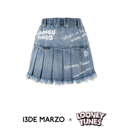 13DE MARZO x LOONEY TUNES Bugs Bunny Denim Skirt Washed Blue