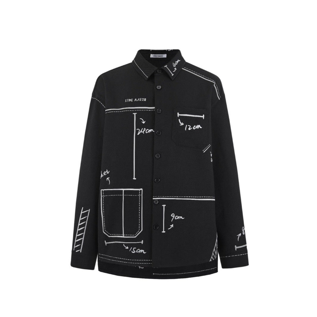 13DE MARZO Sketch Line Shirt Black