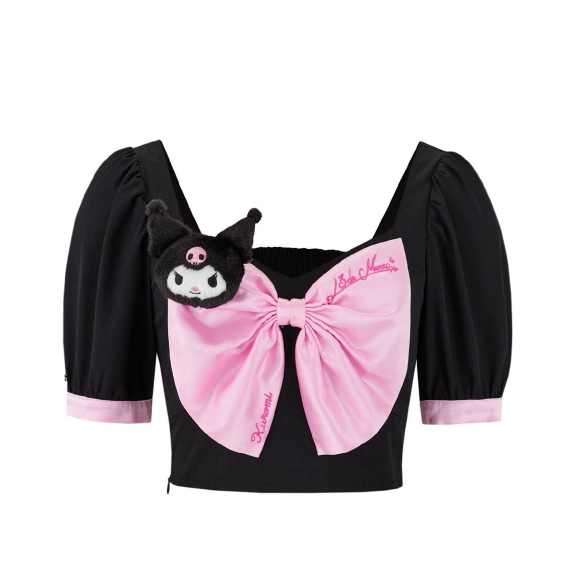 13DE MARZO Kuromi Bowknot Puff Top Black