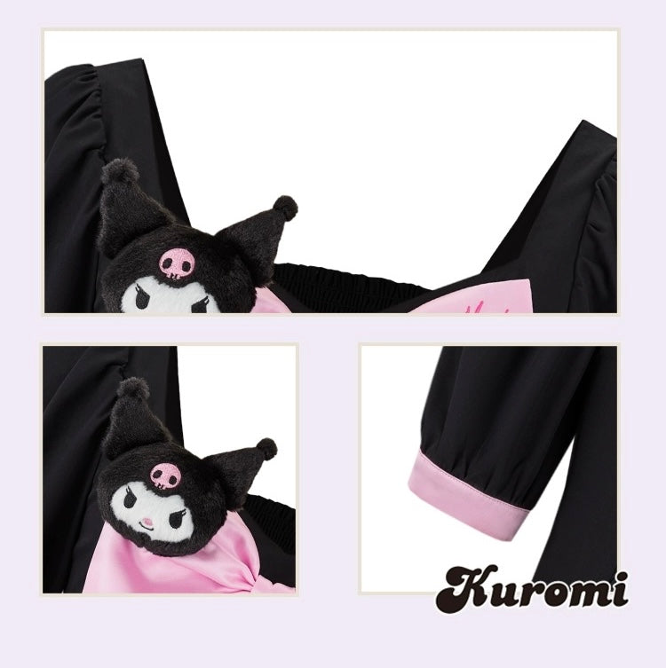 13DE MARZO Kuromi Bowknot Puff Top Black