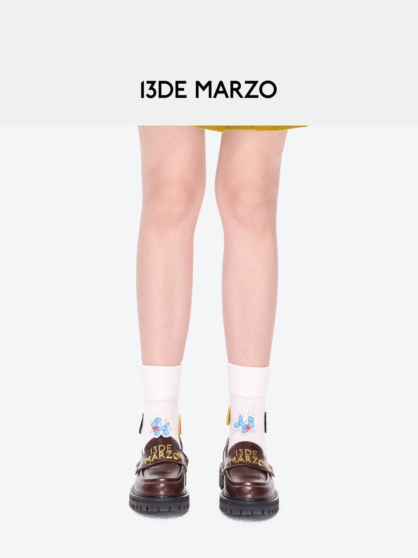 13DE MARZO Fringe Charm Mid-Calf Socks White