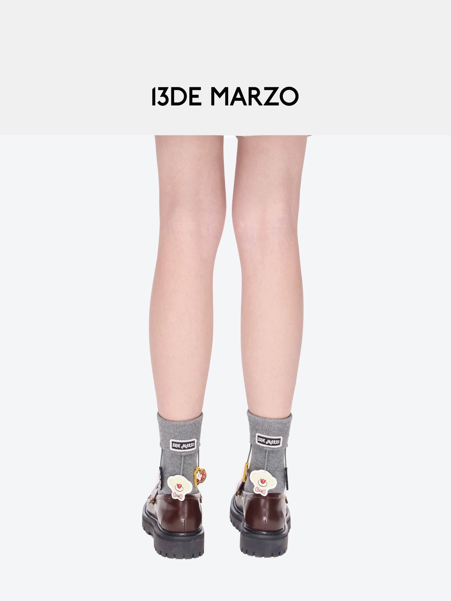 13DE MARZO Fringe Charm Mid-Calf Socks Grey