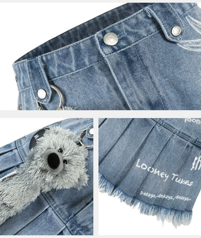 13DE MARZO x LOONEY TUNES Bugs Bunny Denim Skirt Washed Blue