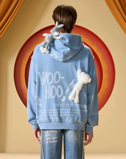 13DE MARZO x LOONEY TUNES Duffy Duck Sketch Zip Hoodie Corydalis Blue