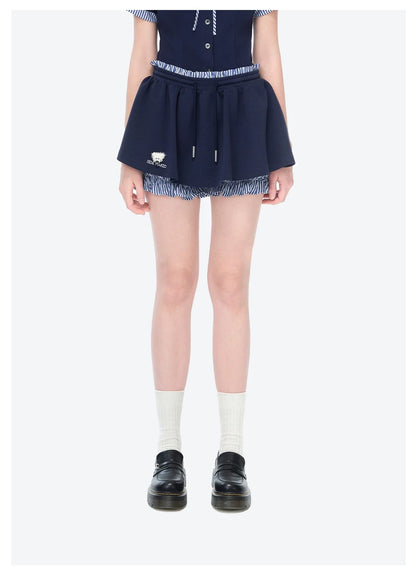 13DE MARZO Lines Bear Skirt Navy Blue