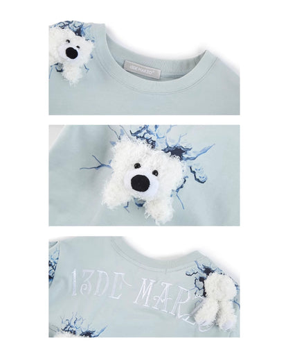 13DE MARZO Bear Ice Cube T-shirt Blue